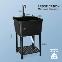 Utility Sink Laundry Tub for Washing Room, 23.6"×23.6"×36.2" Freestanding Utility Sink with Stainless Steel Faucet, Black 2