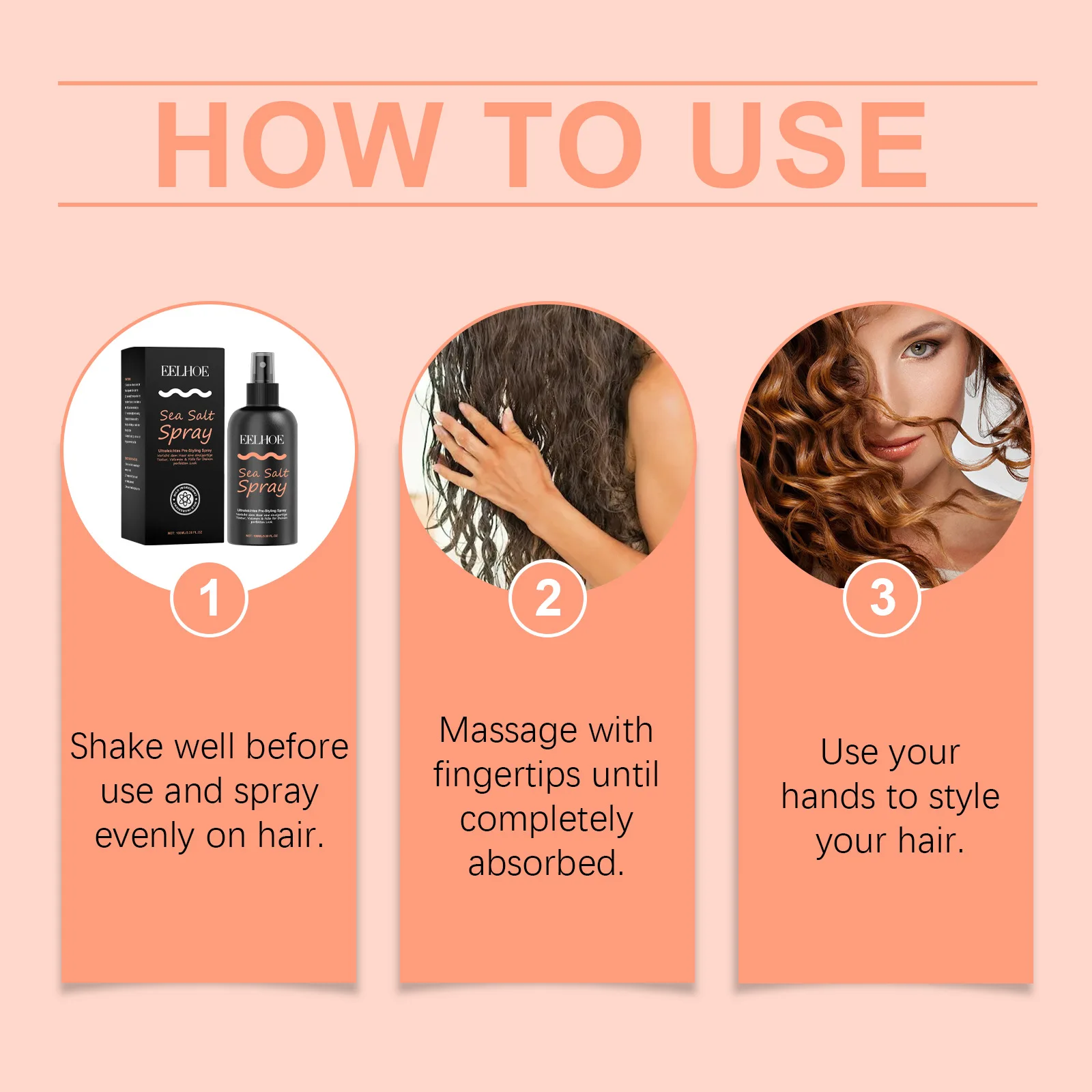 Natural Sea Salt Spray Anti Frizz Hair Moisturizing Non Greasy Hairs Fluff Oil Control Ginseng Root Extract Hair Styling Spray