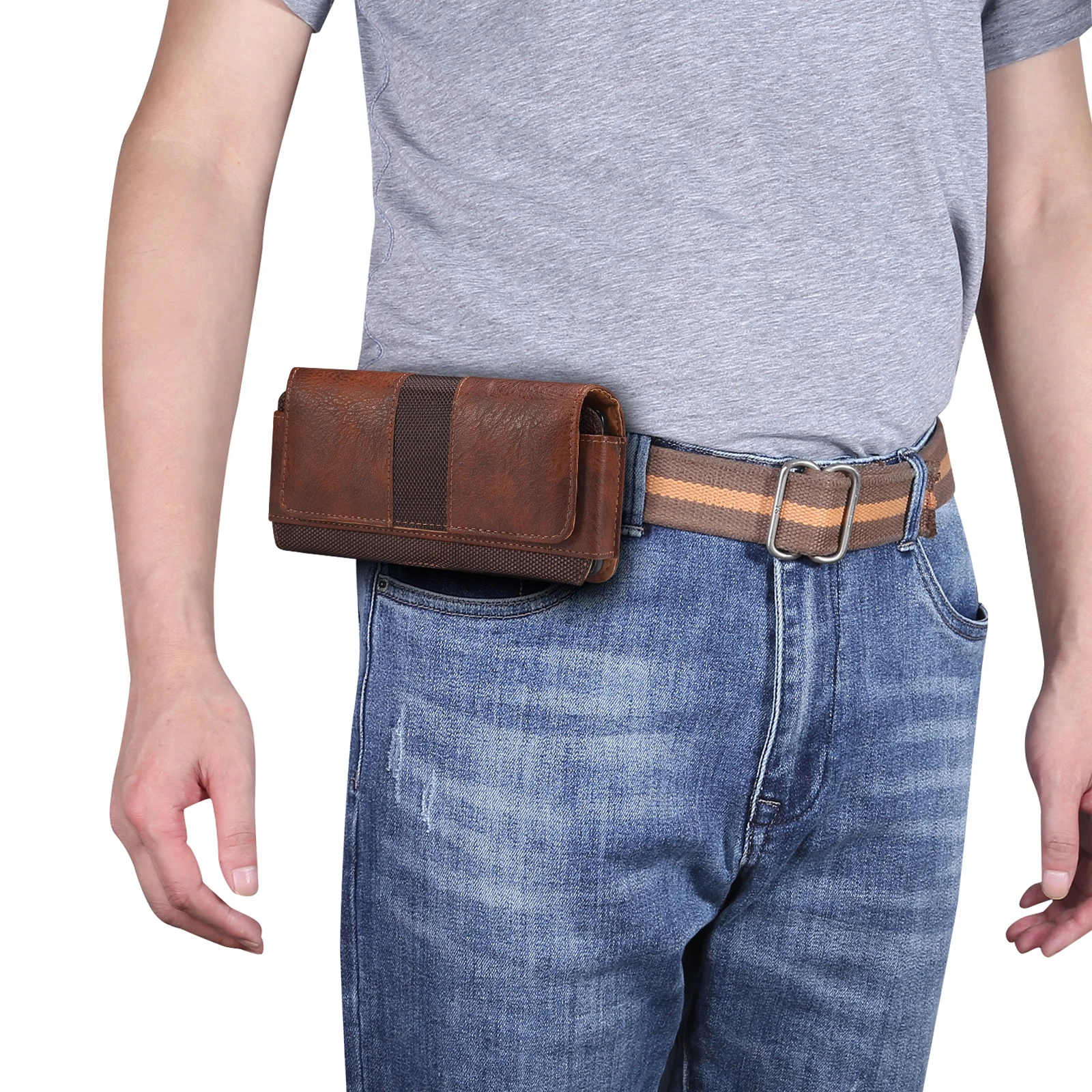 Luxury Leather Magnetic Card Holder Belt Clip Waist Bag Holster Pouch