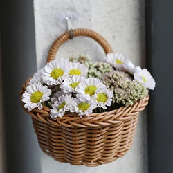 Wall Hanging Handmade Rattan Flower Basket Green Vine Pot Planter Hanging Vase Container Wall Plant Basket For Garden Decoration