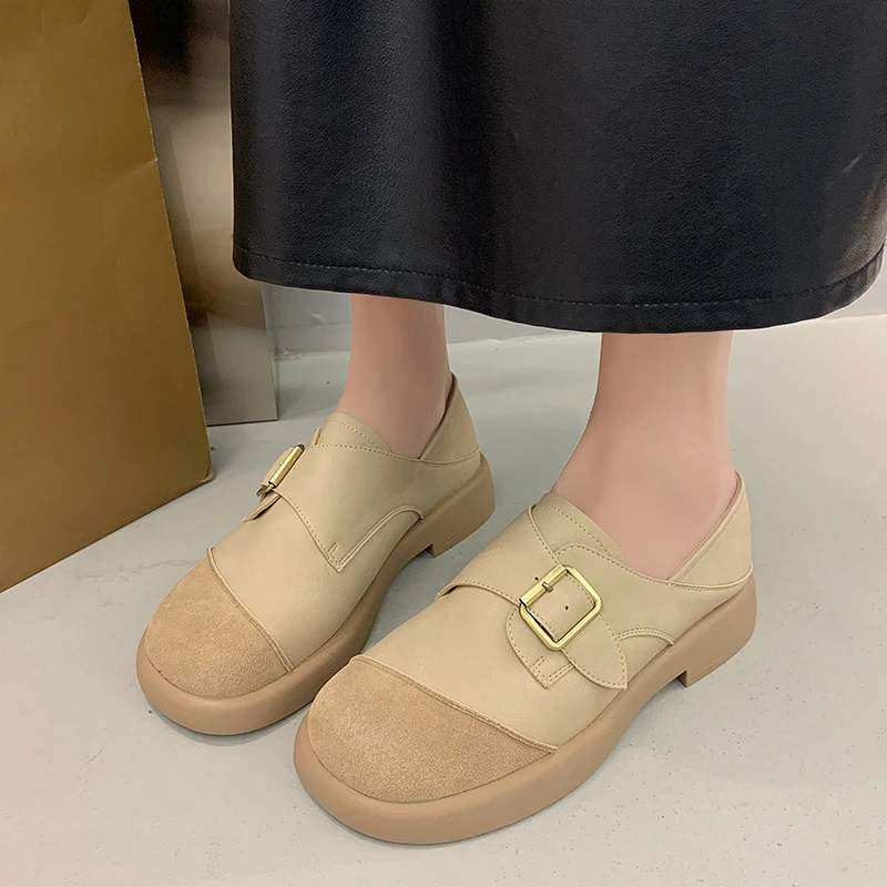 

Really Soft Skin To Restore Ancient Ways Round Head Loafers Female 2024 Spring New Joker Baken Shoes Ugly Female