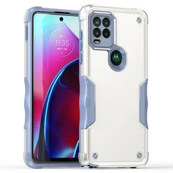 Durable Non-Slip Shockproof Case with TPU Bumper and Hard Plastic Back Cover for Moto G Pure (White)