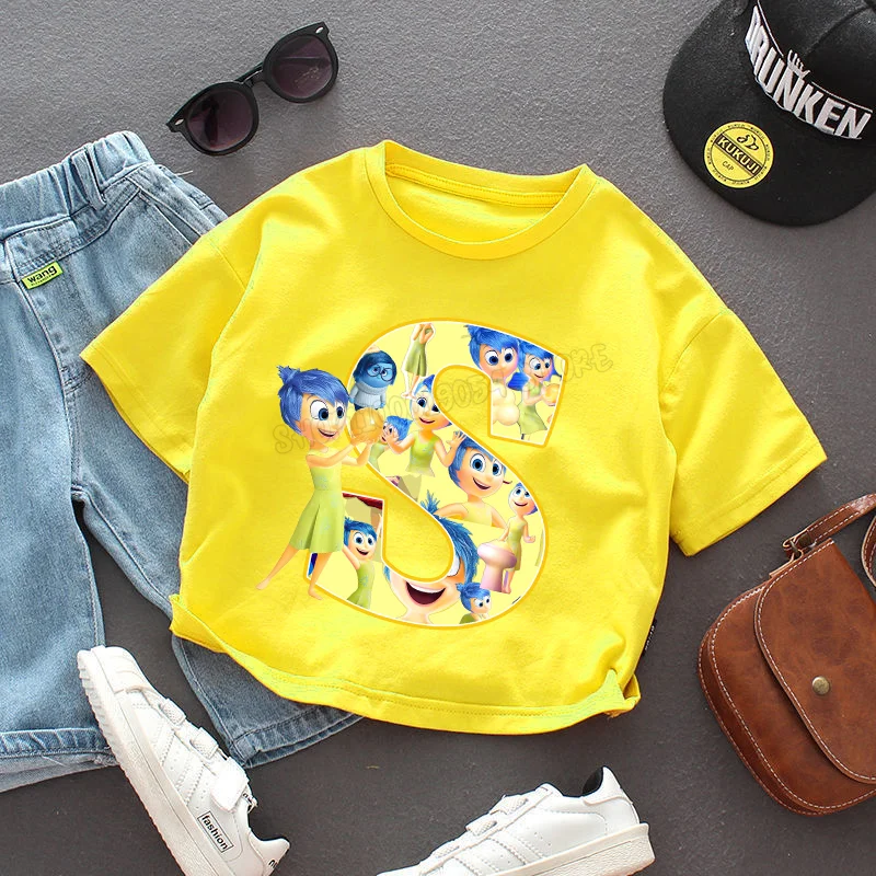 thumbnail image 1 of Camiseta con letras "Inside Out" para niños, playera con combinación de nombre, ropa informal Kawaii para niños, Tops Harajuku para niñas, regalo, 1 of 5