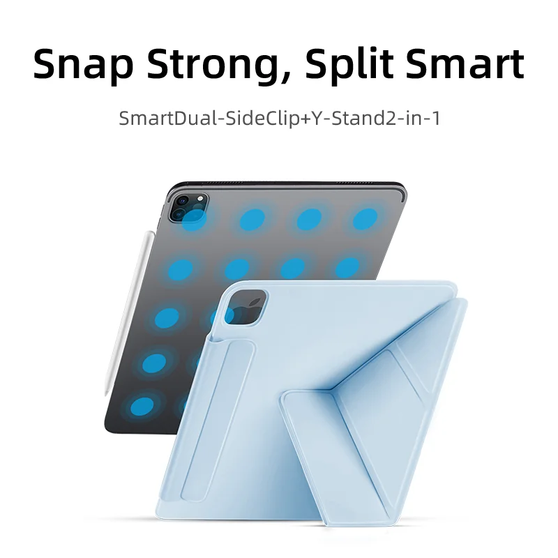 Magnetic Closure Double-Sided Folio with Y-Fold Multi-Angle Stand and Auto Wake/Sleep Feature