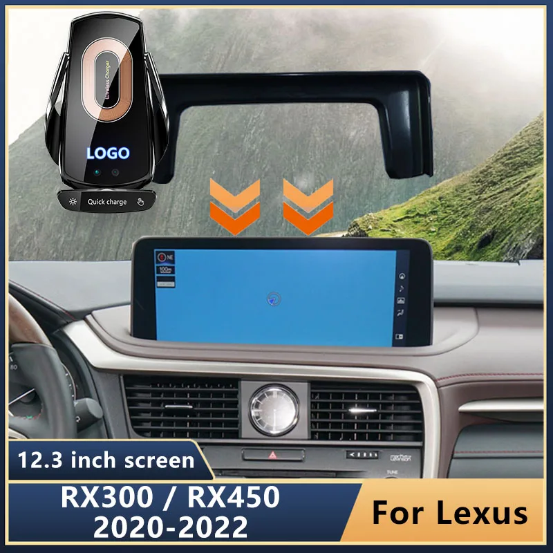

For Lexus RX300/ RX450 20-22 Car Mobile Phone Wireless Charger GPS Navigation Auto-Sensing Bracket 12.3 Inch Fixed Screen Base