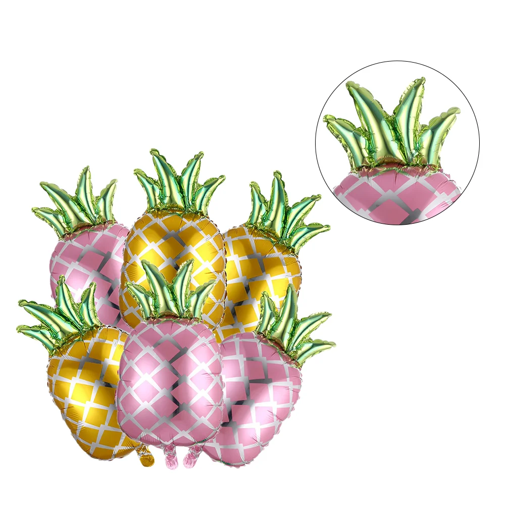 

6 Pcs Pineapple Foil Balloons Home Accessories Hawaiian Party Ornament Strawberry Aluminum Decorative Banquet