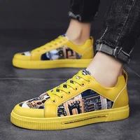 Yellow Casual Men's Shoes Fashion Graffiti Vulcanized Sneakers Men Designer Canvas Shoes Unisex Streetwear Hip Hop Sneakers Male 2