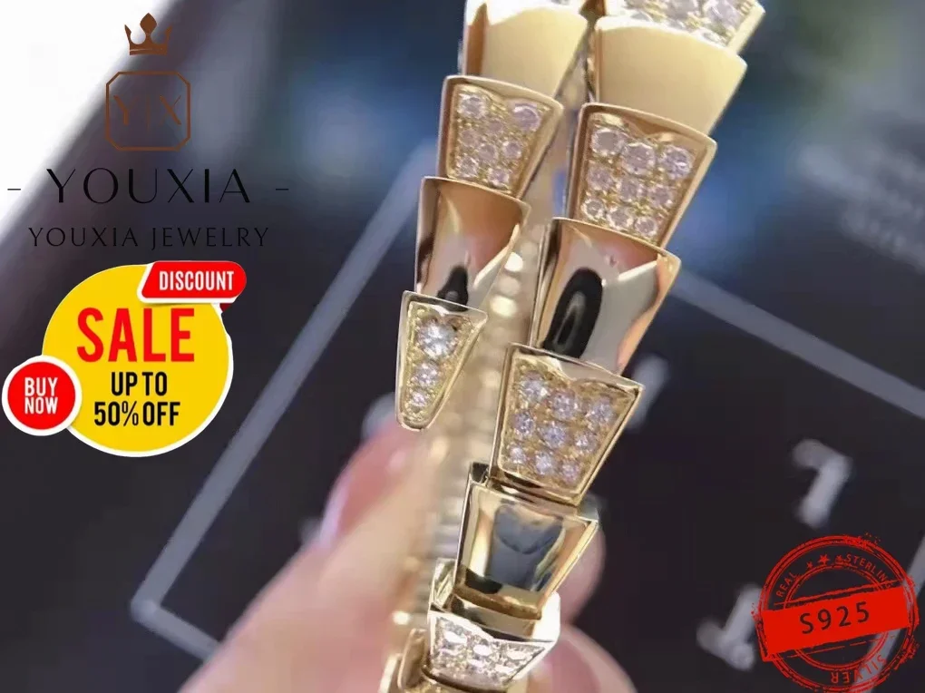 Hot Selling European and American s925 Silver simple party fashion Shiny Luxury Jewelry bracelet for women Halloween Gift punk
