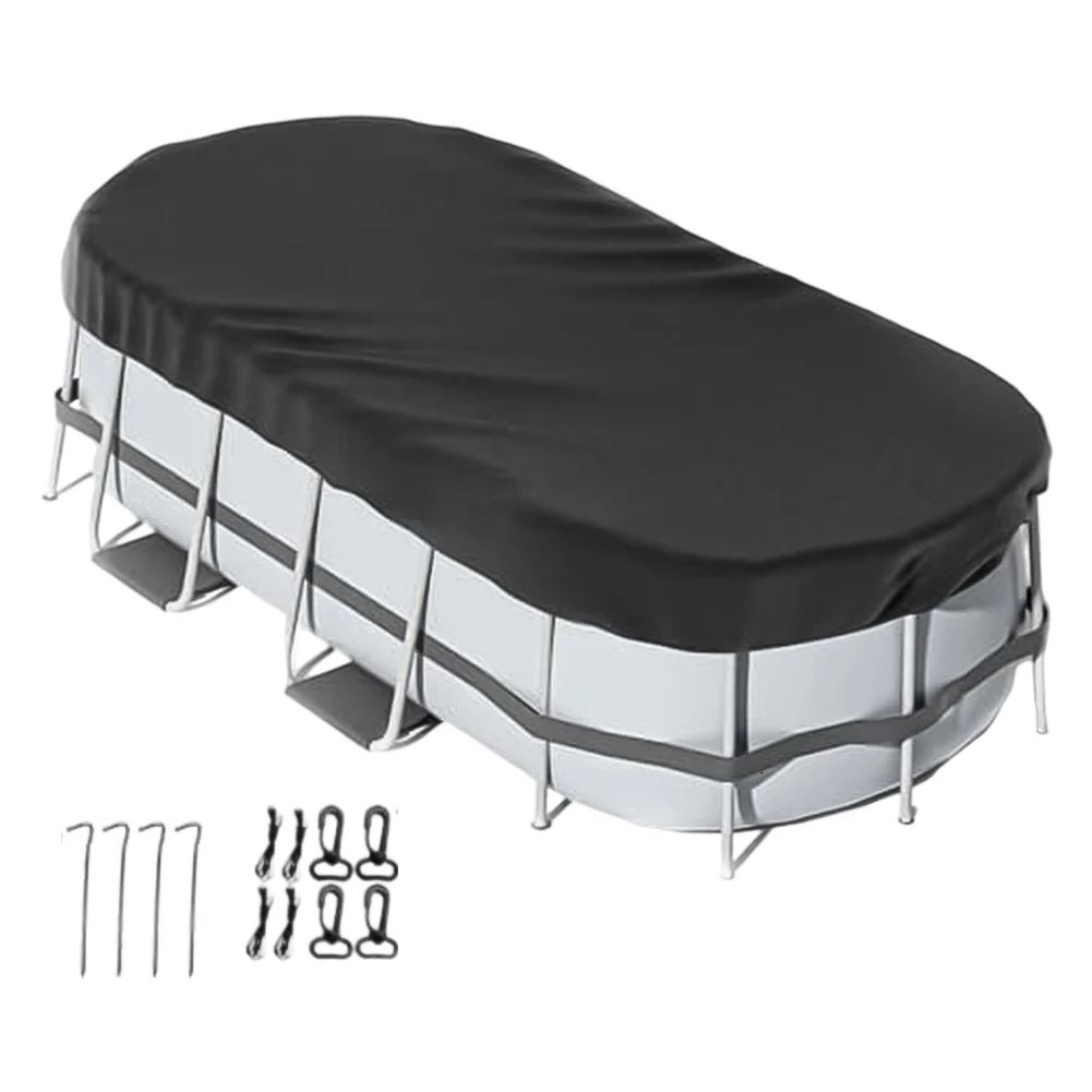 Round Pool Cover With Accessories For Above Ground Pools, Hot Tubs Covers, Solar Covers, Heavy Duty Tear Resistant Pool Covers