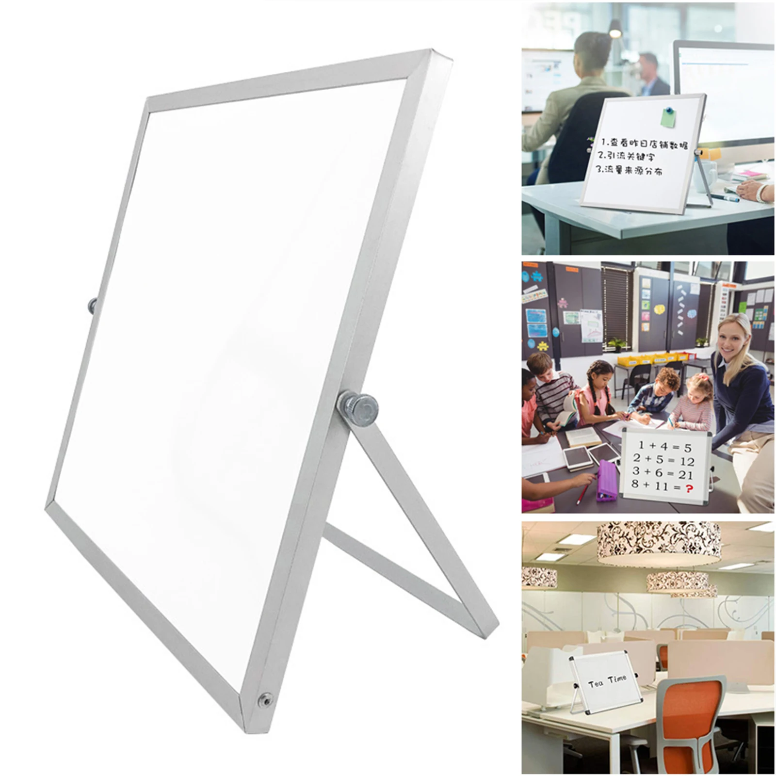 Double Side Magnetic Whiteboard Office School Dry Erase Writing Board White Board Planner Reminder with Stand for School Office double side magnetic whiteboard office school dry erase writing board pen magnets buttons