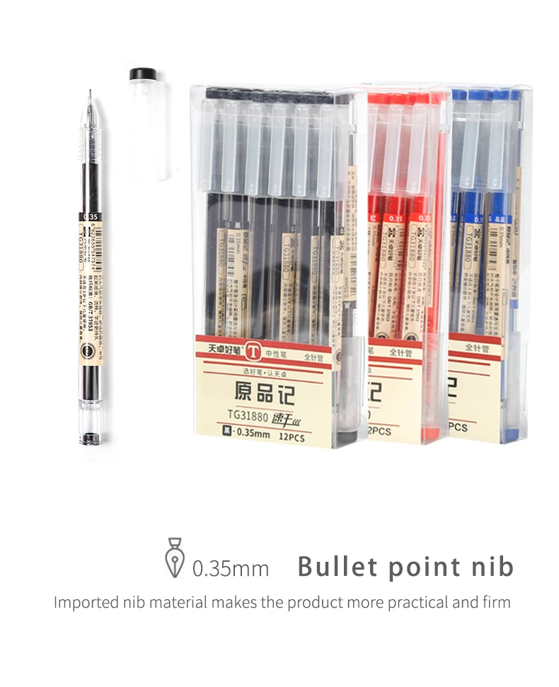 Haile Gelschreiber-Set, neutraler Stift, glattes Schreiben und schnell trocknend, Kugelschreiber, 0,35 mm, Schwarz/Blau/Rot, austauschbare Nachfüllung, Schulbriefpapier – Detail 2