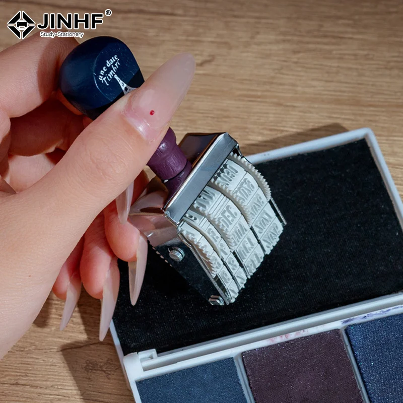 빈티지 나무 손잡이 날짜 롤러 스탬프 DIY 스크랩북 플래너 핸드 계정 저널 스탬프 카와이 문구 사무용품