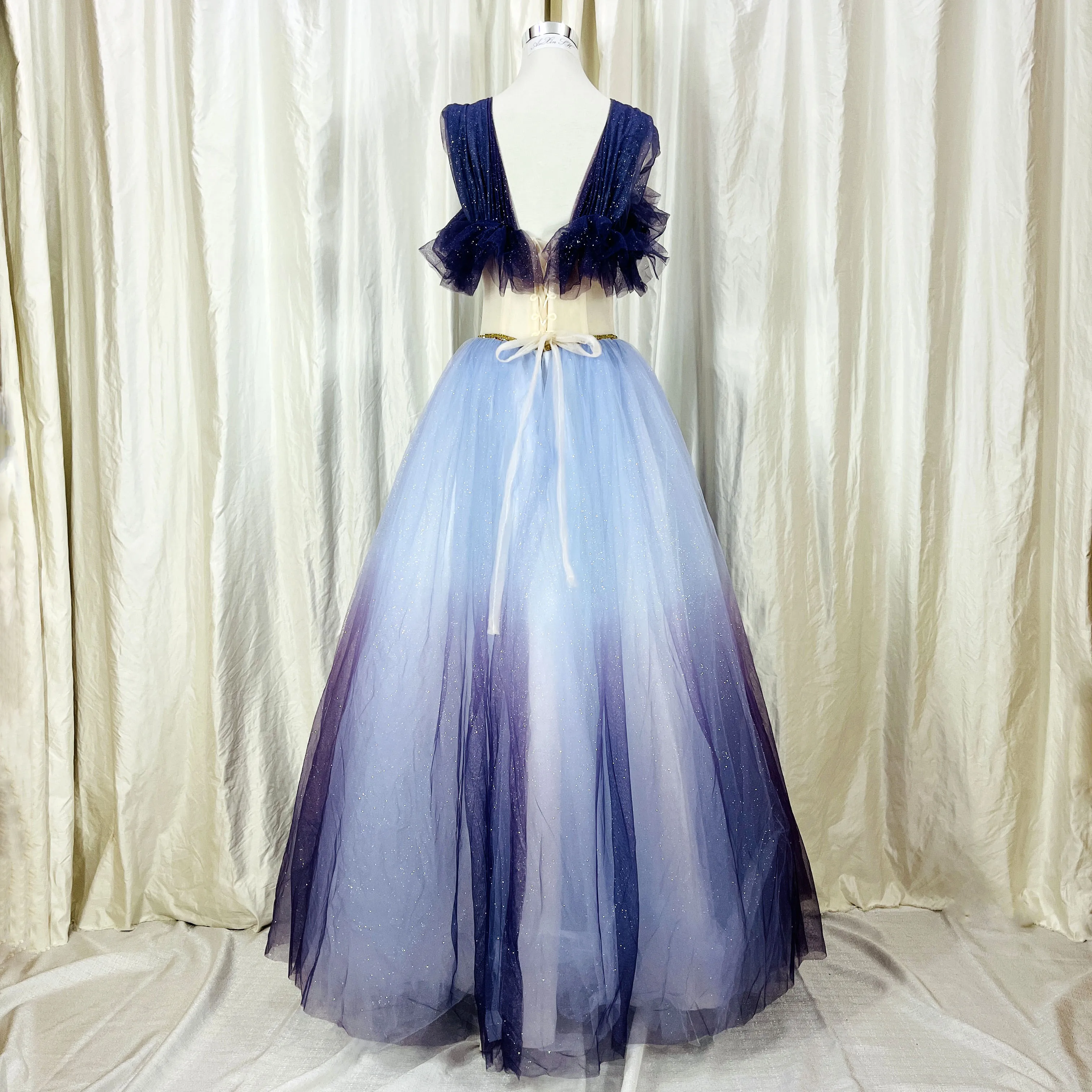 AnXin SH princess blue purple lace evening dress party illusion boat neck  beading pearls sequins vintage ball gown evening dress - AliExpress