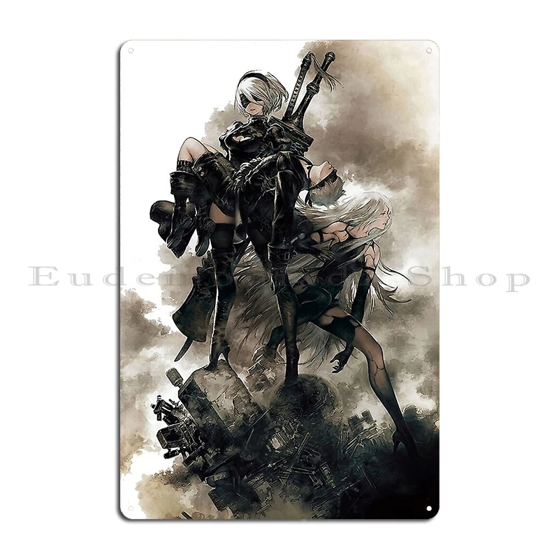 2b Nier Automata 금속 간판 클럽 파티 차고 클럽 빈티지 포스터 Tin sign 포스터