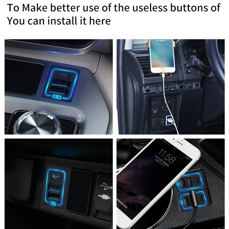 ڵ USB   QC3.0 Ÿ  ũ 200 Prado 150 ׼  LC200 LC150 FJ150 FJ200 2021 2020 2019