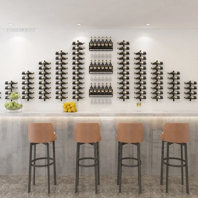 Wine Rack Creative Home Wall-mounted Wine Rack Light Luxury Iron Bar Cabinets Home Living Room Decoration Rack Red Wine Display Cabinet