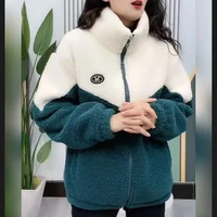 Women Jacket Colored Thickened Lamb Fleece Long Sleeve Mid Length Overcoat Warm Topcoat Quilted Top Autumn Winter Overgarmen 1