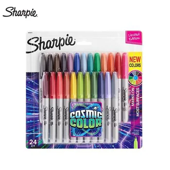Set di Pennarelli Sharpie 12/24 Colori, Pennarelli Artistici Ecologici a Punta Fine, Penne Permanenti a Olio per Ufficio e Cancelleria