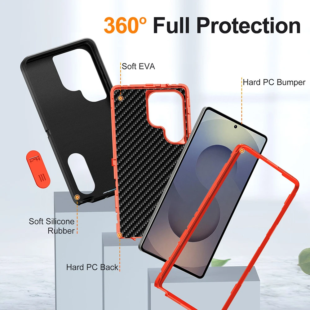 Heavy Duty Drop Shockproof Phone Case with Holder - Durable Protection Cover