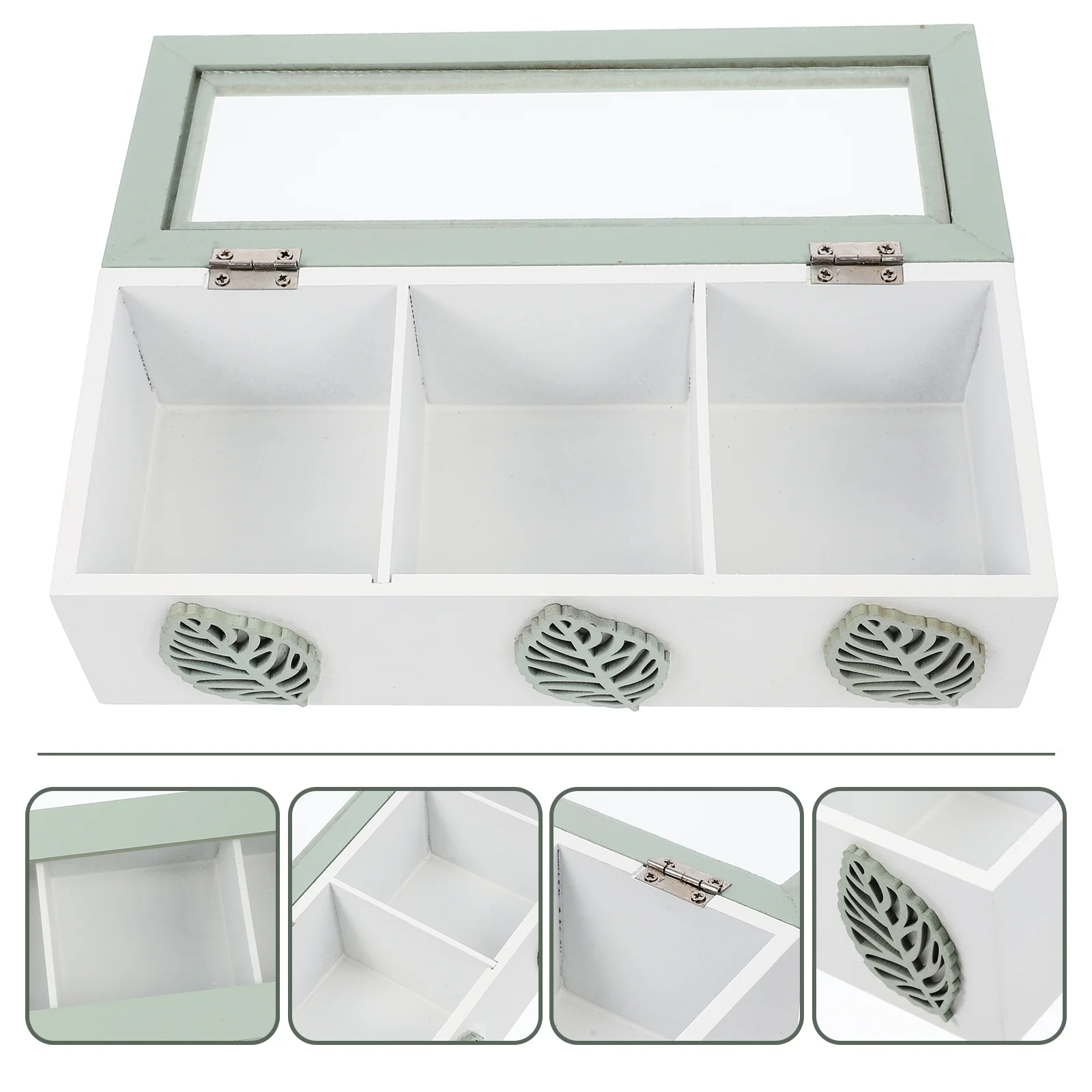 Tea Bag Organizer Wooden Tea Box Storage Organizer 3 Compartments Portable Storage Box Lid Snacks Candy Container tea tin box tea canister