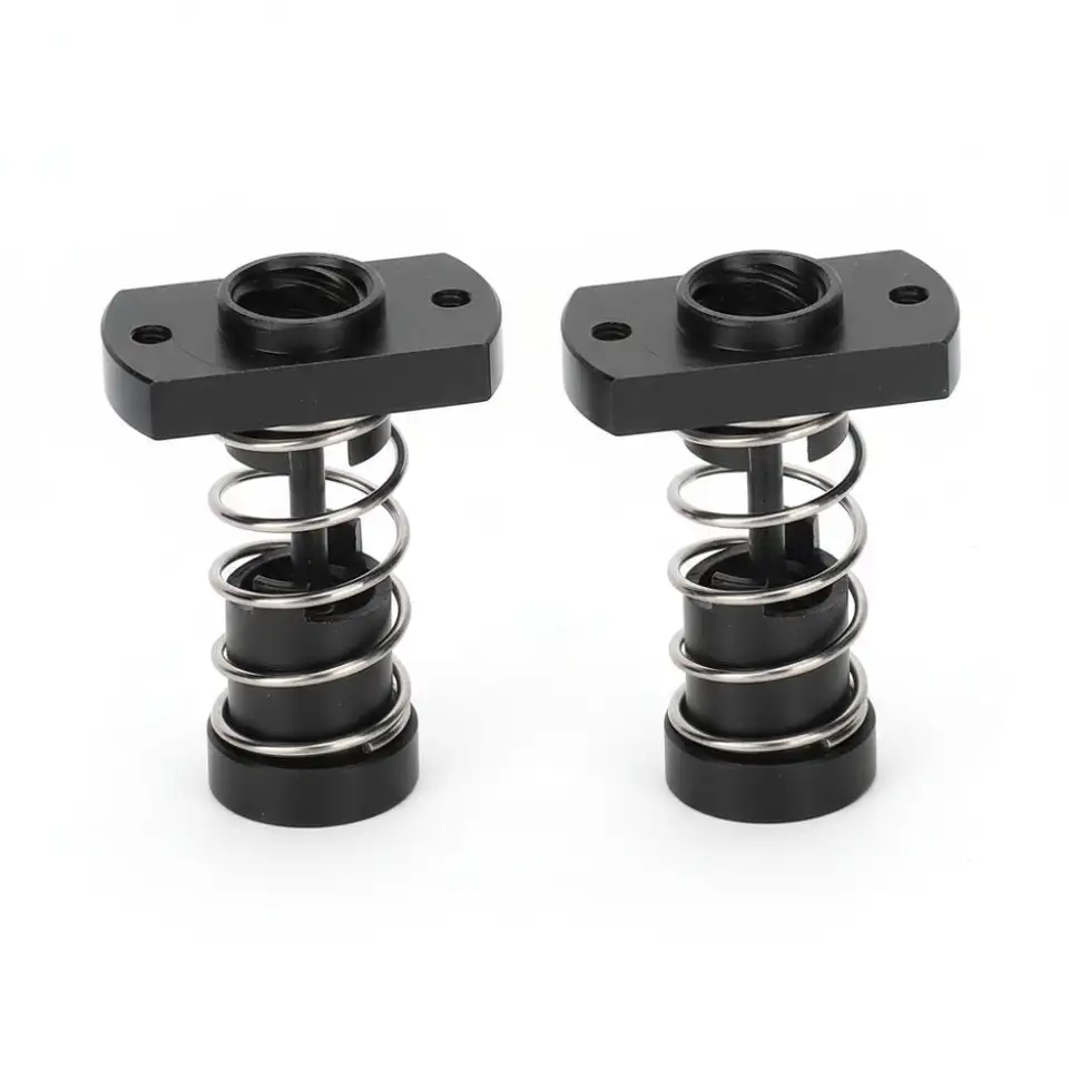 2PCS T8/ Tr8x2/ Tr8x8 Anti Backlash Nut 2mm Pitch/ 8mm Lead 4 Start Spring Loaded Nut Black POM Elimination Gap Nut image 5
