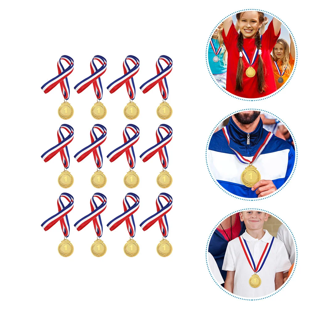 12Pcs Sports Themed Party Favors Honorary Competitions Medals Sports Meet Keepsake