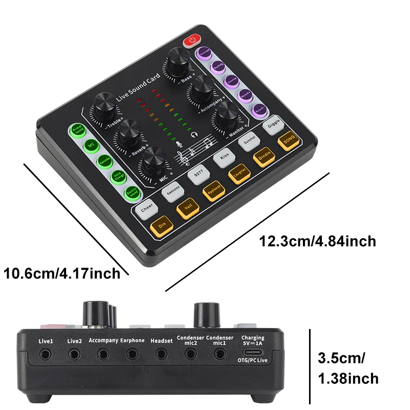 Audio Interface with DJ Mixer Live Sound Card Effects and Voice Changer for live Streaming/Podcasting/Gaming