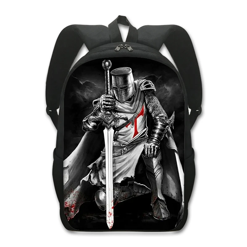Knights Templar Print Backpack for Teeanger Boys Girls Rucksack Children School Bags Distressed Cross Men Travel Bag Bookbag