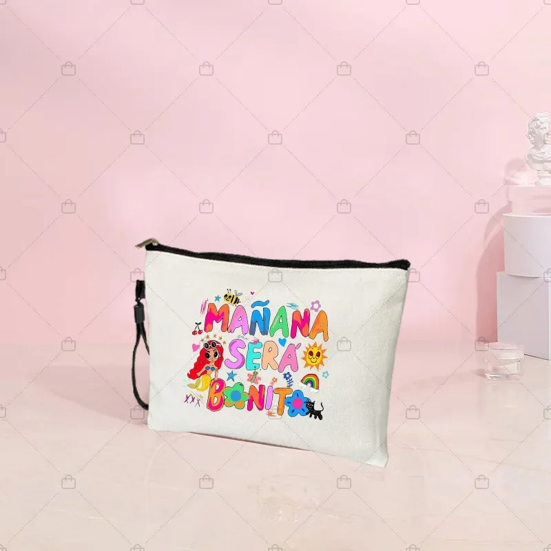 2023 New Manana Sera Bonito Karol G Canvas Travel Cosmetic Bag Cute Mañana Será Bonito Makeup Pouchs Birthday/fans Gifts for Her 2