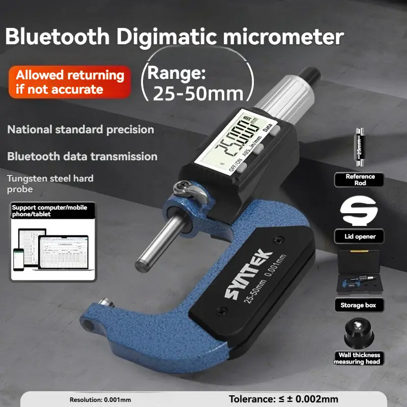 High-precision Bluetooth Electronic Digital Micrometer 0-25-50-75mm 0.001MM Micrometer Digital Industrial Grade image 9