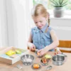 Stainless Steel Cookware Pots Pans Kids Children’S Toy For Girls Mini Pretend Kitchen Toys, Super Shatterproof Tableware 2
