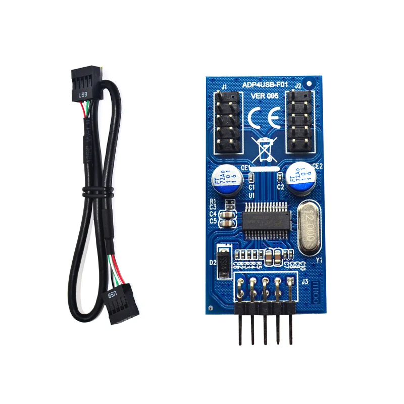 

Motherboard 9Pin USB Header to 2 Male Adapter Card USB2.0 9Pin to Dual 9Pin Connector Splitter