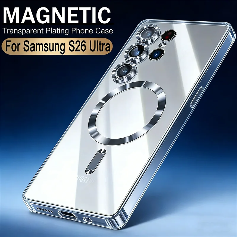 Luxury Transparent Plating Phone Case with Magsafe Wireless Charging Compatibility