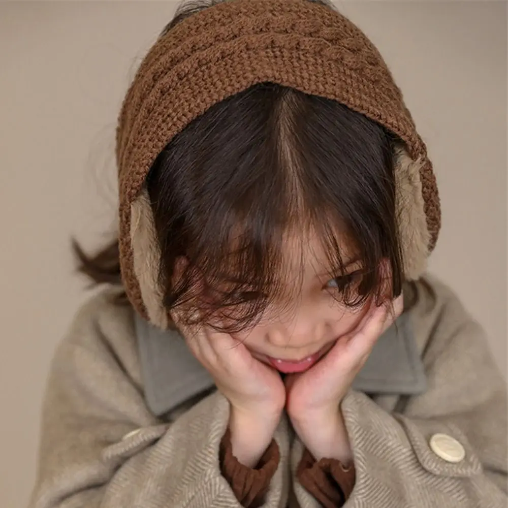 Thicken Children Earmuffs Handmade Knitted Warm Boys Girls Strappy Solid Color Cute Autumn Winter Ear Warmer