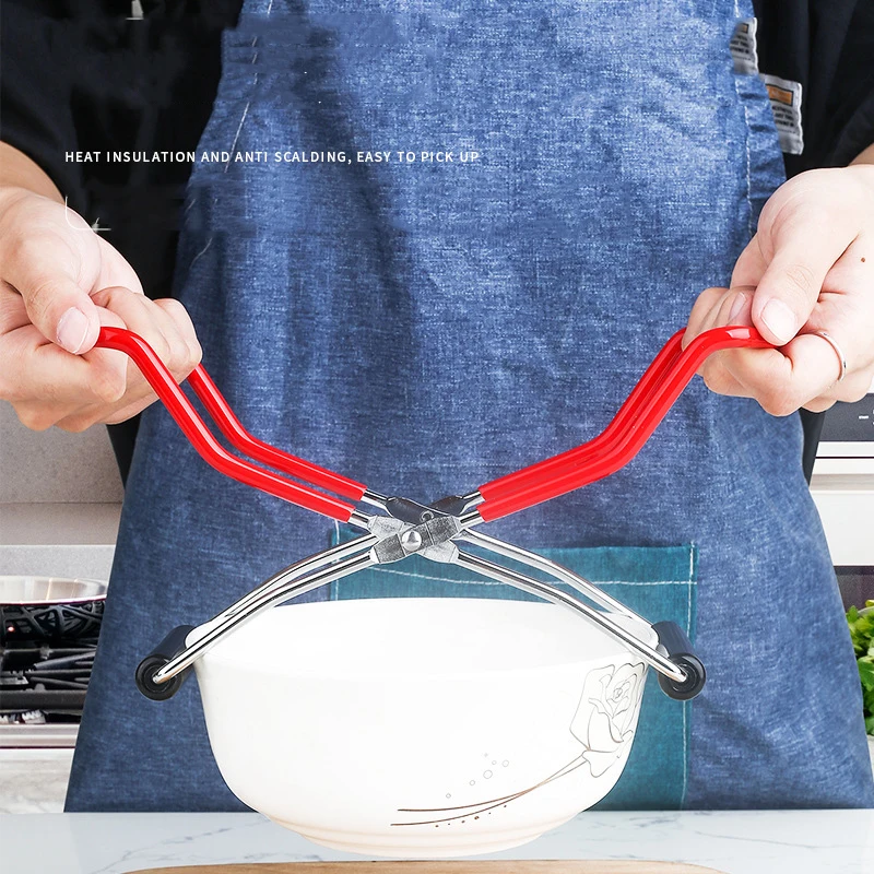 Canning Jar Lifter Tong Stainless Steel Can Tong Clip With Grip Handle Heat Resistance Anti-Clip Glass Bottle Holder KitchenTool 4