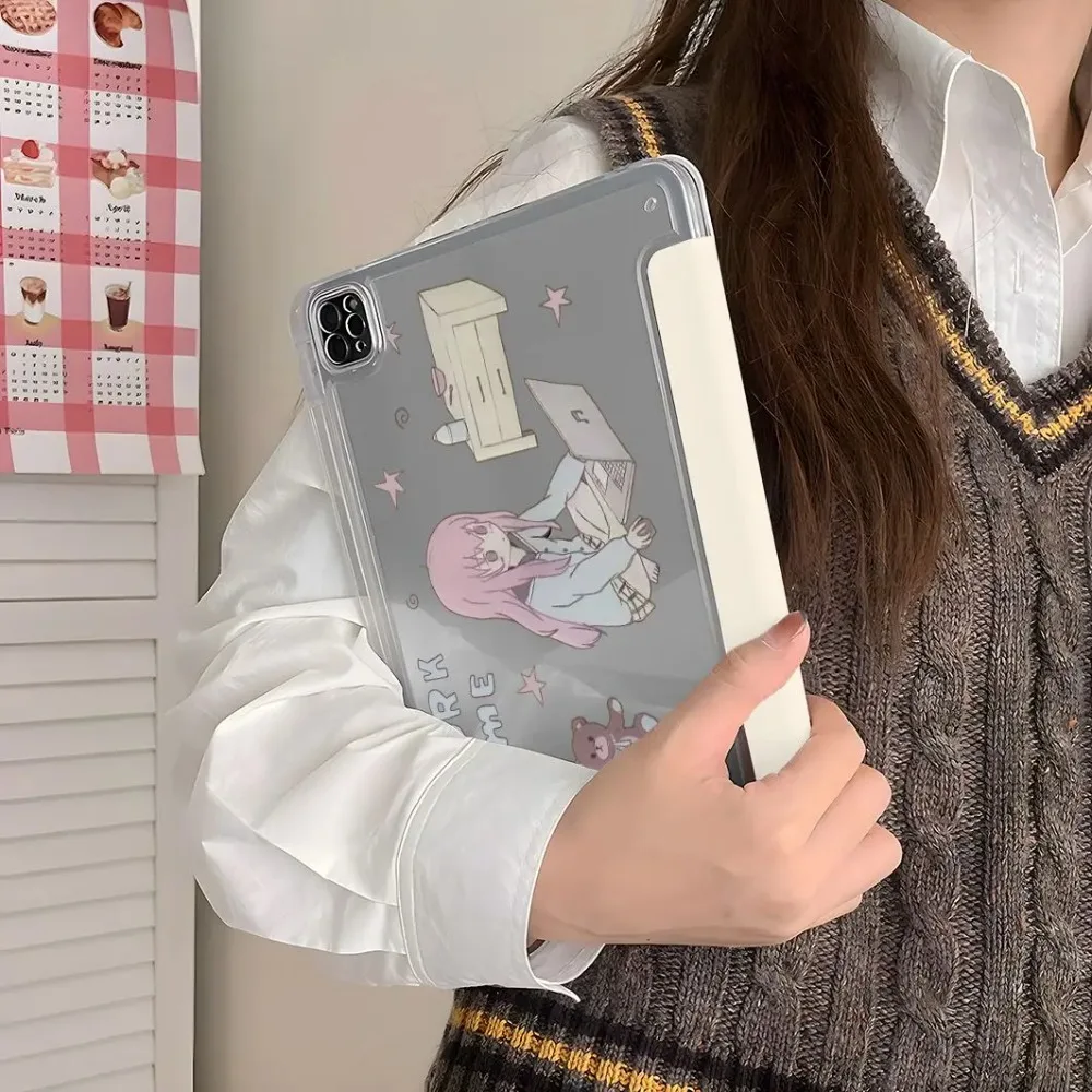 Adorable Pink Cartoon Girl Tablet Case - Universal Fit