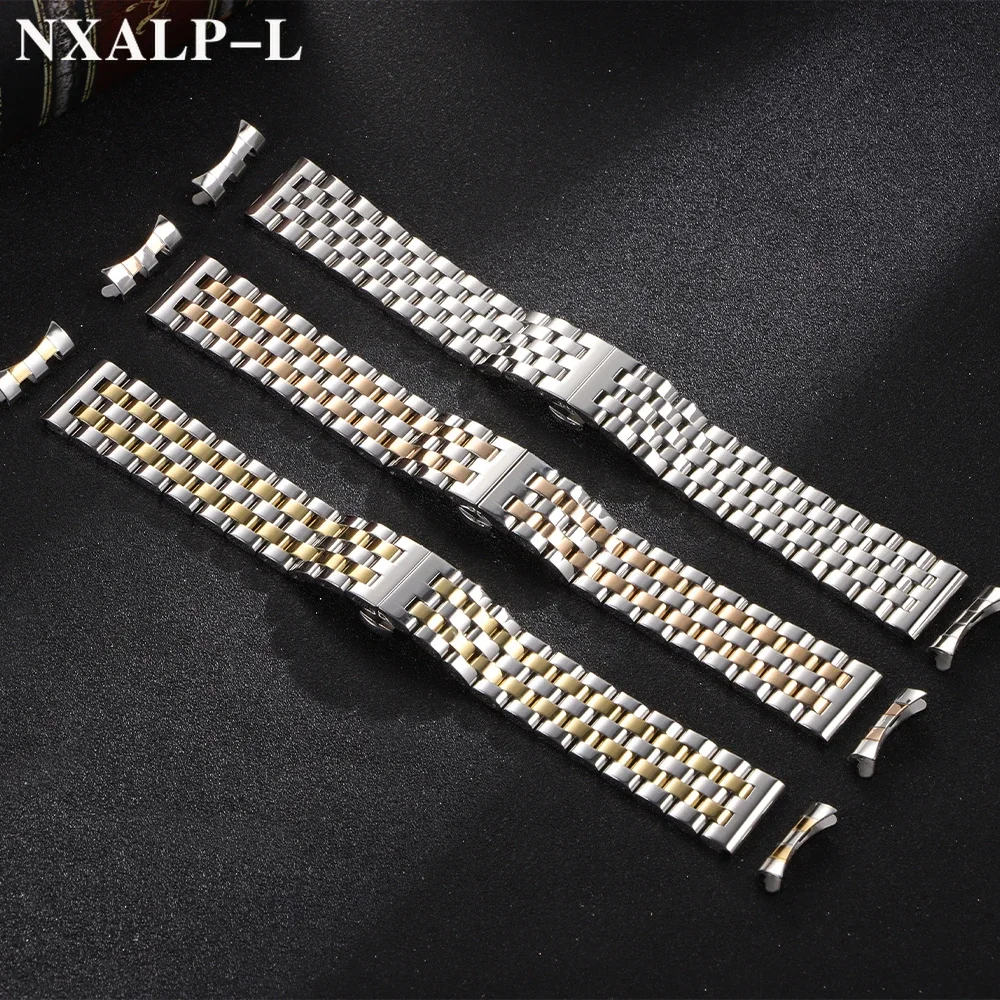 Premium Solid Stainless Steel Watch Band with Curved/Flat End - Available in 18mm, 20mm, 22mm Sizes