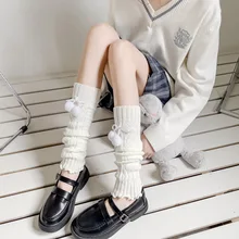 

Lolita Leg Warmers Japanese Women Gothic Long Socks Women's Leggings Gaiters Knee Goth Winter Sock Knitted Cuffs Ankle Warmer