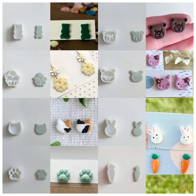 

Cute Animal Bear Pig Soft Pottery Mold 0.4mm Ultra-fine Cut Polymer Clay Cutter Homemade Diy Earrings Pendant Clay Tool