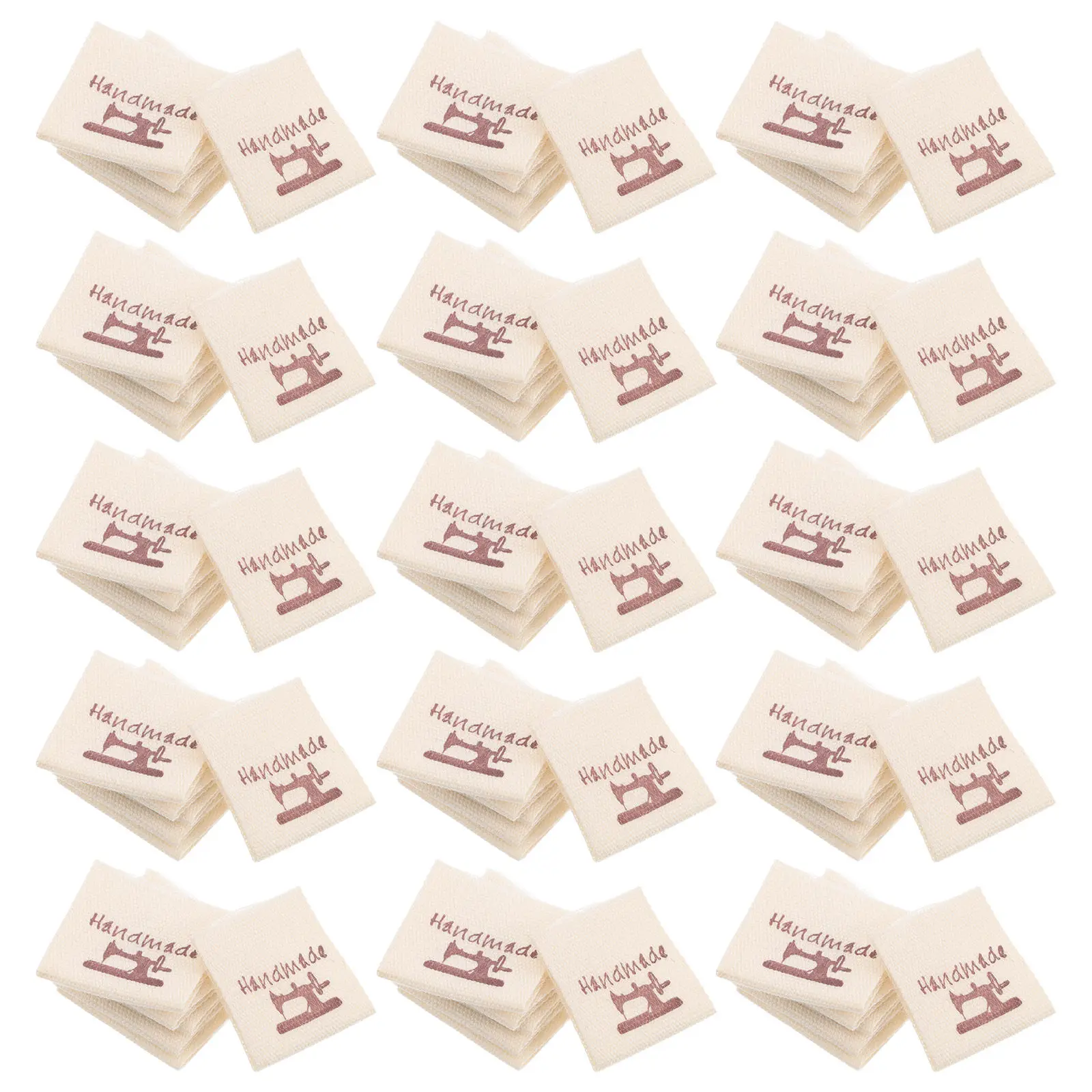 100Pcs 수제 봉제 직물 라벨 의류 가방용 세탁 가능 색상 유지 태그 수제 제품 홈 장식 DIY 프로젝트