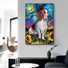 Starry Night Dogs Canvas Oil Painting Van Gogh's Dog Under The Starry Sky German Shepherd Posters Wall Art Pictures Home Decor 2