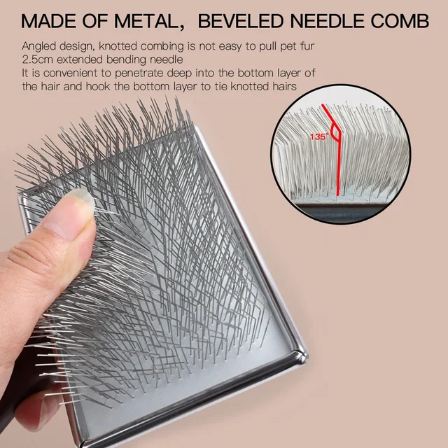 Solid Wood  Long Hair Pet Comb for Dog Pet Hair Remover Massage Short Cat Comb Pet Grooming Stainless Steel Combs for Dogs Hair 3