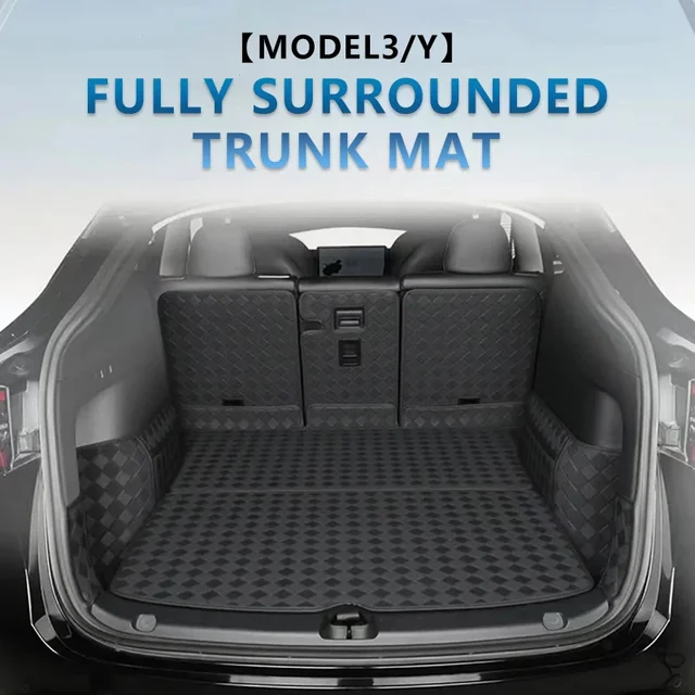 Leder Kofferraum matte für Tesla Modell y 2013-2017 Custom Fit wasserdicht  vier Jahreszeiten Voll schutz
