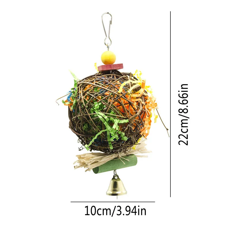 Parrot Bird Toy Natural Rattan Weaving Paper Brushed Chewing Toys For Small Parrot Bird Cage Hanging Ball Swing Toy Supplie parrot toy bird toy bird swing toy