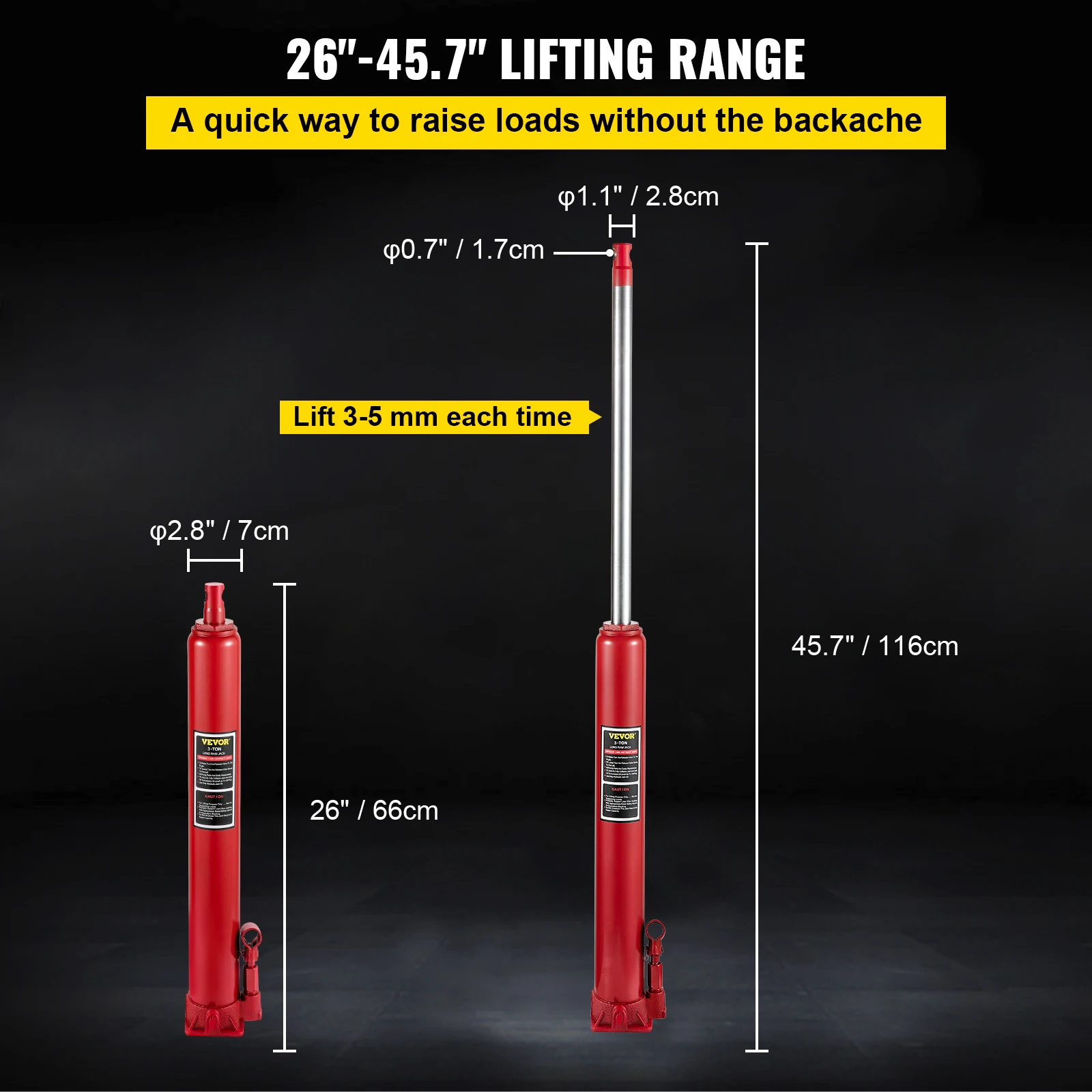 VEVOR Hydraulic Jack 3 /4/8/12 Ton Car Hydraulic Long Ram Jack Manual Engine Lift Hoist Cherry Picker Mechanical Workshop Tool 3