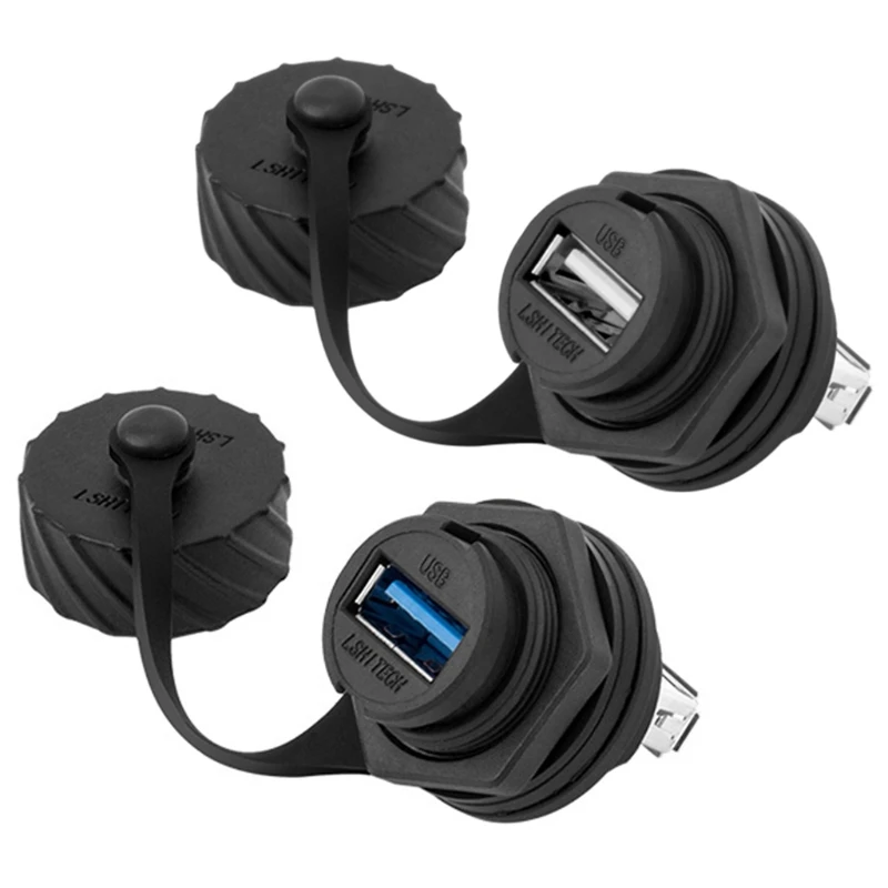 

USB 2.0 3.0 Гнездовая розетка Адаптер для крепления на панели Прямой водонепроницаемый разъем с крышкой