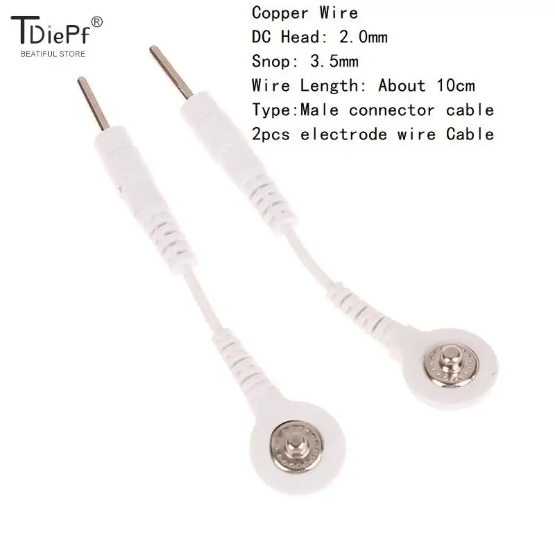 2PCS Electrode Lead Wire Connecting Cables Plug 2.0mm Snap 3.5mm Male