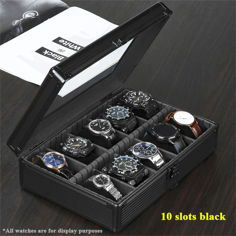 10-Slot Multi-Purpose Aluminum Alloy Watch Storage Case with Removable Internal Divider... - SKU AWSC1109 - UGI Packaging