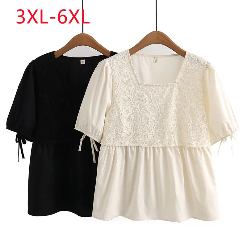 New 2023 Ladies Primavera Estate Plus Size Top Per Donna T-Shirt Nera O-Collo Manica Corta Di Grandi Dimensioni 3Xl 4Xl 5Xl 6Xl