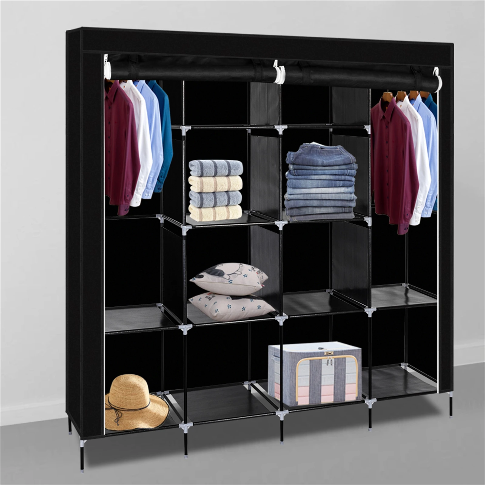  Organizador de armario para guardar ropa, armario, caja de  almacenamiento de tela de alta capacidad, conveniente montaje ajustable a  voluntad, extraíble utilizado para dormitorio habitación de : Hogar y Cocina